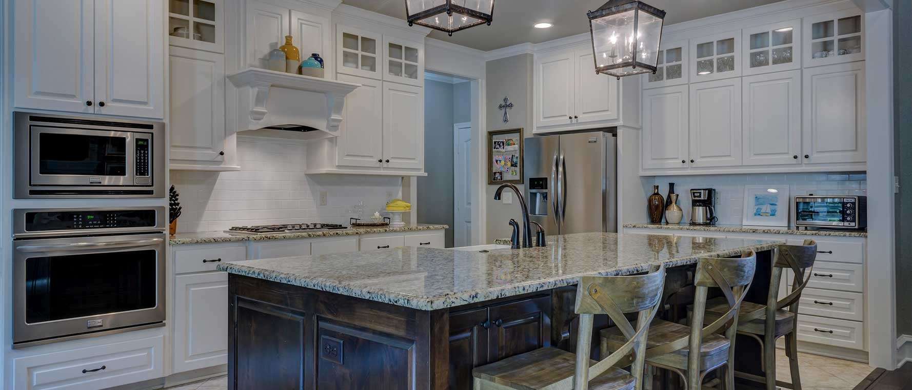 Kitchen with grey island